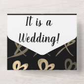 Gouden tinten hart bruiloft Alles in een bruiloft  All In One Uitnodiging (Achterkant)