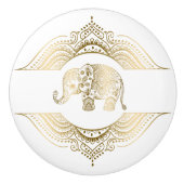 Gouden tinten Leuke olifant & kant Keramische Knop (Voorkant)