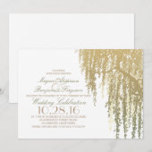 Gouden tinten Willow Tree Elegante bruiloft Kaart (Voorkant / Achterkant)