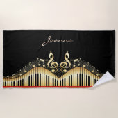 Gouden toetsenbord en rode streep strandlaken (Voorkant)