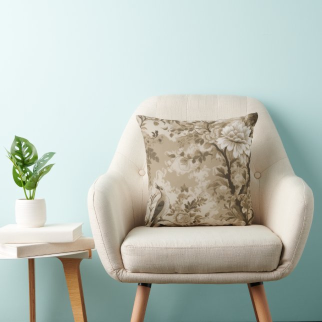 Gouden Toile de Fleur Kussen (Stoel)