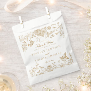 Gouden Toile De Jouy Bloem Bruiloft Dessert Bedankzakje