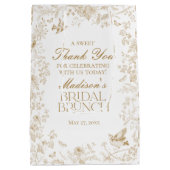 Gouden Toile De Jouy Bloemen Bruids Brunch Favorie Medium Cadeauzakje (Achterkant)