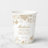 Gouden Toile De Jouy Bloemen Bruids Brunch Papieren Bekers (Achterkant)