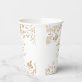 Gouden Toile De Jouy Bloemen Bruids Brunch Papieren Bekers (Links)