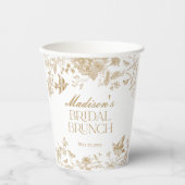 Gouden Toile De Jouy Bloemen Bruids Brunch Papieren Bekers (Voorkant)