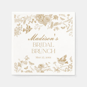 Gouden Toile De Jouy  Bloemen Bruids Brunch Servet