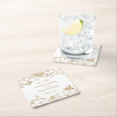 Gouden Toile De Jouy  Bloemen Huwelijk Kartonnen Onderzetters (Insitu)