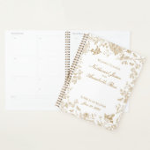 Gouden Toile De Jouy  Bloemen Huwelijk Planner (Display)