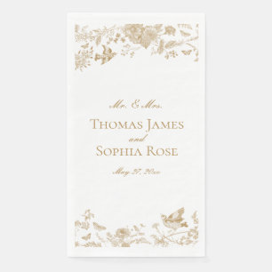 Gouden Toile De Jouy  Bloemen Huwelijk Servet