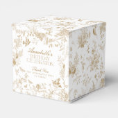 Gouden Toile De Jouy Bloemen Verjaardagsfeest Favo Bedankdoosjes (Achterkant)