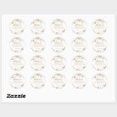 Gouden Toile De Jouy  Bloemen Verjaardagsfeest Ronde Sticker (Vel)