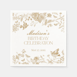 Gouden Toile De Jouy  Bloemen Verjaardagsfeest Servet