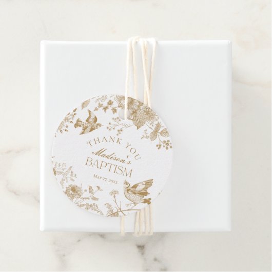 Gouden Toile De Jouy  Bloemendoop Bedankjes Labels (In situ)