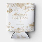 Gouden Toile De Jouy  Bloemendoop Blikjeskoeler (Voorkant)