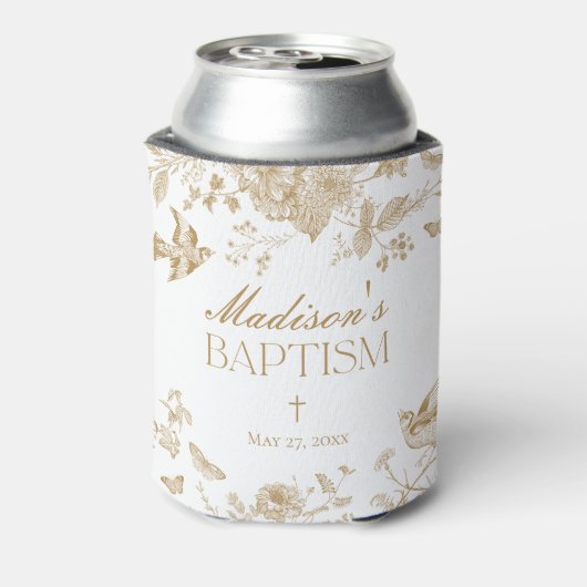 Gouden Toile De Jouy Bloemendoop Blikjeskoeler (Blikje Achterkant)