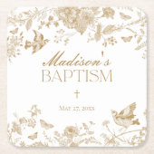 Gouden Toile De Jouy Bloemendoop Kartonnen Onderzetters (Voorkant)