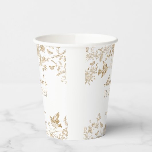 Gouden Toile De Jouy Bloemendoop Papieren Bekers (Links)