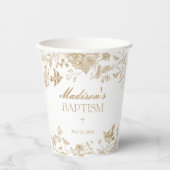 Gouden Toile De Jouy Bloemendoop Papieren Bekers (Voorkant)