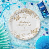 Gouden Toile De Jouy  Bloemendoop Papieren Bordje (Feest)