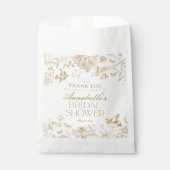 Gouden Toile De Jouy Bloemige Bruidsdouche Dessert Bedankzakje (Voorkant)