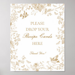 Gouden Toile De Jouy Bloemige Recept Delen Bruids- Poster