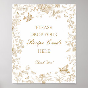 Gouden Toile De Jouy Bloemige Recept Delen Bruids- Poster