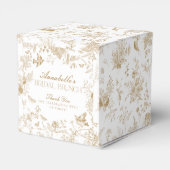 Gouden Toile De Jouy Bloemrijke Bruids Brunch Cade Bedankdoosjes (Achterkant)