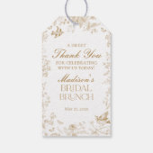 Gouden Toile De Jouy Bloemrijke Bruidsbrunch Favor Cadeaulabel (Achterkant)