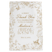 Gouden Toile De Jouy Bloemrijke Bruidsbrunch Favor Medium Cadeauzakje (Achterkant)