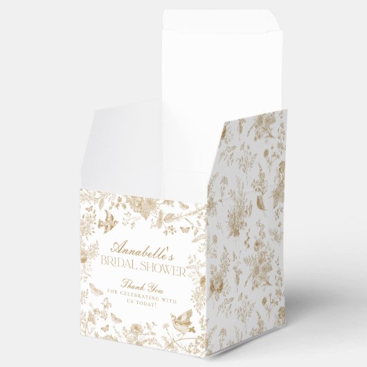 Gouden Toile De Jouy Bloemrijke Huwelijksfeest Fav Bedankdoosjes (Geopend)