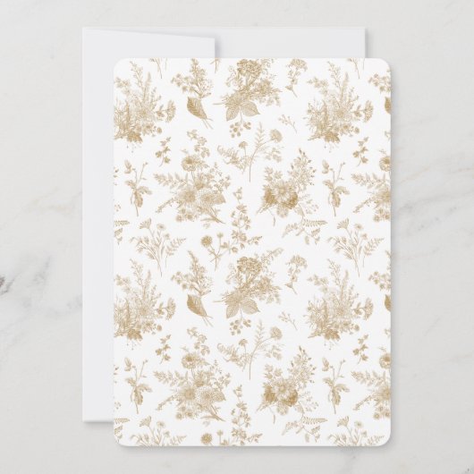 Gouden Toile De Jouy Frans Bloemendessertje voor B Kaart (Achterkant)