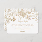 Gouden Toile De Jouy Luier Raffle Uitnodiging Inse Informatiekaartje (Voorkant / Achterkant)