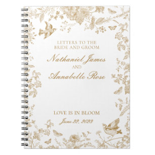 Gouden Toile De Jouy Trouwbrieven Bruid en Bruideg Notitieboek