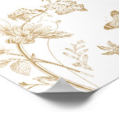 Gouden Toile Jouy Bloemen Bruids Brunch Welkomstbo Poster (Hoek)