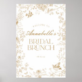 Gouden Toile Jouy Bloemen Bruids Brunch Welkomstbo Poster (Voorkant)