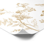 Gouden Toile Jouy Bloemen Verjaardagsfeest Welkoms Poster (Hoek)