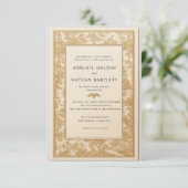 Gouden Toile Trouwuitnodiging (Vergulde Familiestu Kaart (Staand voorkant)