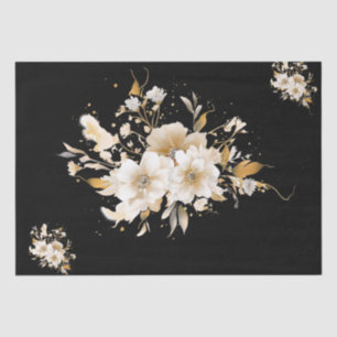 Gouden Tone Bloemen op zwart Decoupage Tissue Pape Tissuepapier