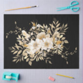 Gouden Tone Bloemen op zwart Decoupage Tissue Pape Tissuepapier (Craft)