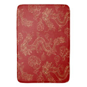 Gouden Tone Chinese Draak en Rood Badmat (Voorkant Verticaal)