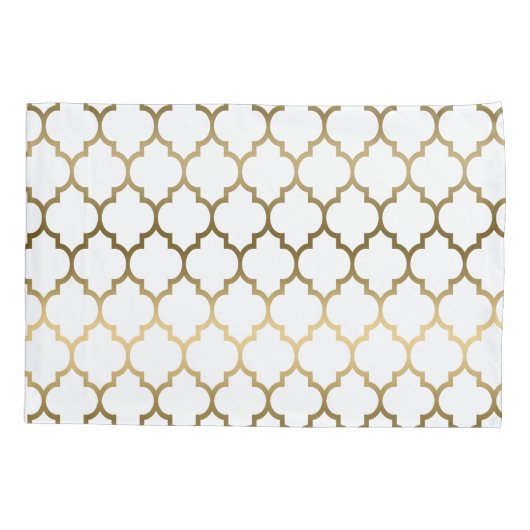 Gouden Tonen Quatrefoil Geometrisch patroon Kussensloop (Achterkant)