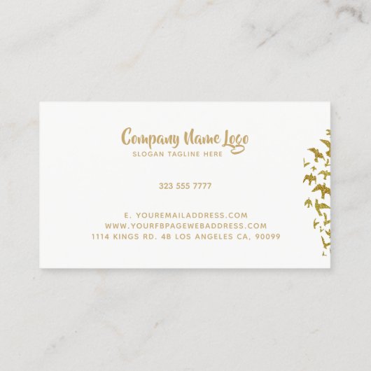 Gouden Tonen Vliegende Vogels Inspirerend Design Visitekaartje (Achterkant)