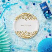 Gouden Toon Baby's adem Wit Elegant Bloemen Papieren Bordje (Feest)