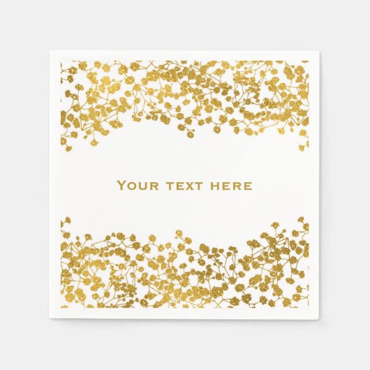 Gouden Toon Baby's adem Wit Elegant Bloemen Servetten (Voorkant)