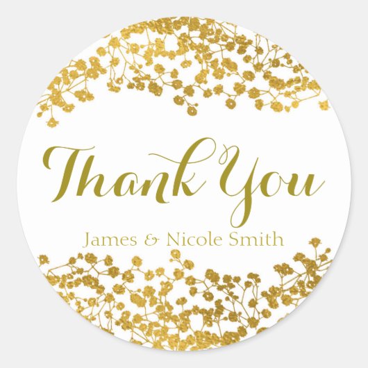 Gouden Toon Baby's adem wit Elegante gunst Ronde Sticker (Voorkant)