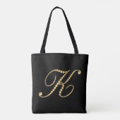 Gouden Toon Diamanten Letter K Monogram Tote Bag (Achterkant)