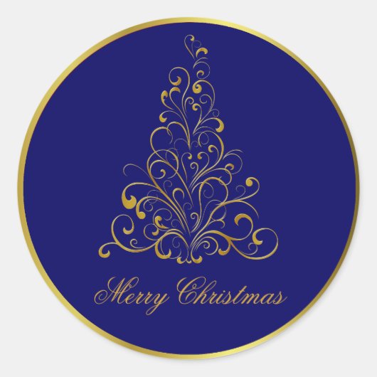 Gouden Toon gestileerde kerstboom Stickers (Voorkant)