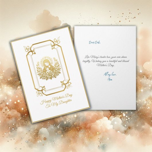 Gouden Toon Maagd Maria met Kind Moederdag Kaart