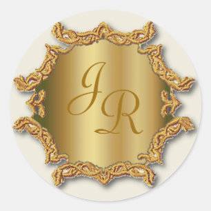 Gouden Toon Monogram Sticker Bruiloft Stickers